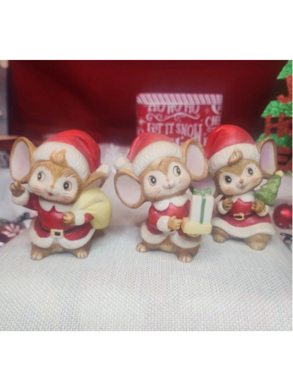 Vintage HOMCO Christmas Mice Figurines Set of 3 #5405